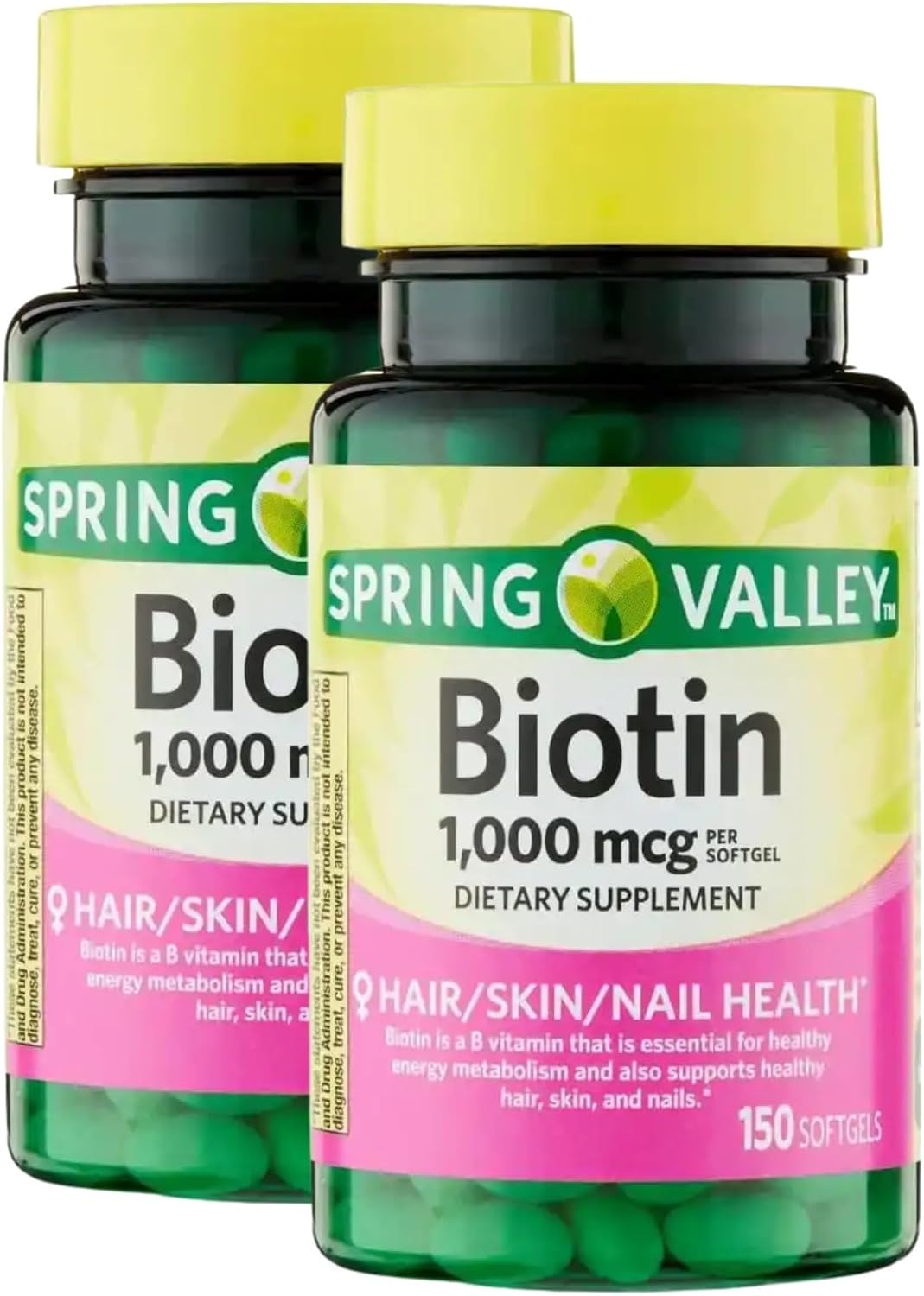 Biotin 1000 mcg – 150 Softgels, Biotin Supplement Gluten Free, Daily Supports Healthy Hair Skin and Nails Vitamins for Women (Pack of 3)