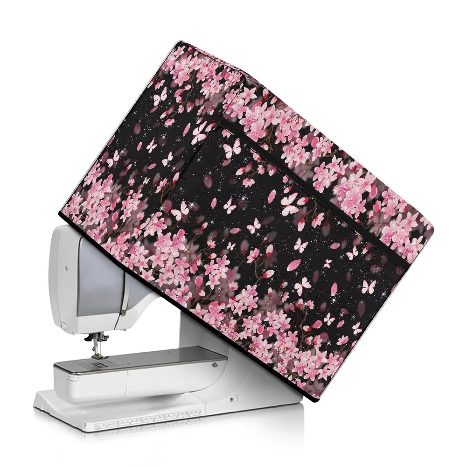 Kathyboom Women's Cherry Blossom Sewing Machine Cover With Pockets For Sewing Accessories,Stain Resistant For Most Standard Sewing Machines And Accessories