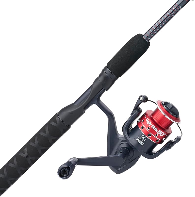 Ugly Stik 50th Anniversary Combo de carrete giratorio y pesca, 6'6", 2 piezas, caña de potencia media, fuerte y sensible, asiento de carrete ergonómico, guías duraderas