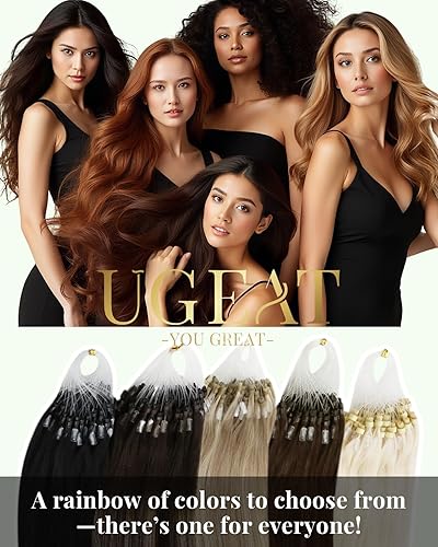 Miniatura 7 de Ugeat I Tip - Extensiones de cabello humano de 14 pulgadas, extensiones de cabello humano con queratina Itip #1B, extensiones de cabello humano con