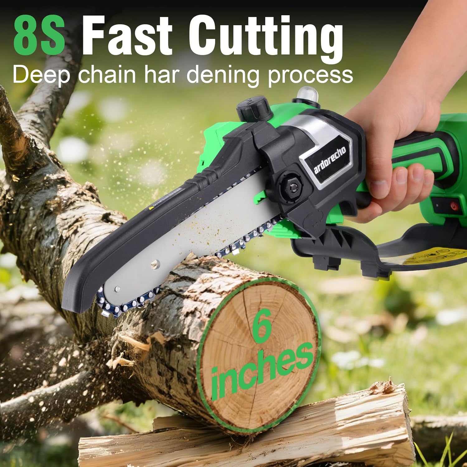 Cordless Pole Saw 8.2FT – 3-in-1 Tree Trimming System with 6-Inch Mini Chainsaw & 40mm Pruning Shears, Extendable Electric Pole Saw Kit, 2x 4.0Ah Batteries