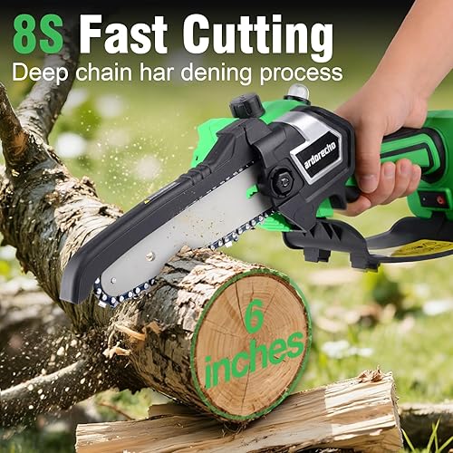 Miniatura 2 de 6 Inch Mini Chainsaw Cordless Brushless, 18V Electric Chain Saw with 2x 4.0Ah Batteries & Manual Oiling System, One-Handed Handheld Power Pruning