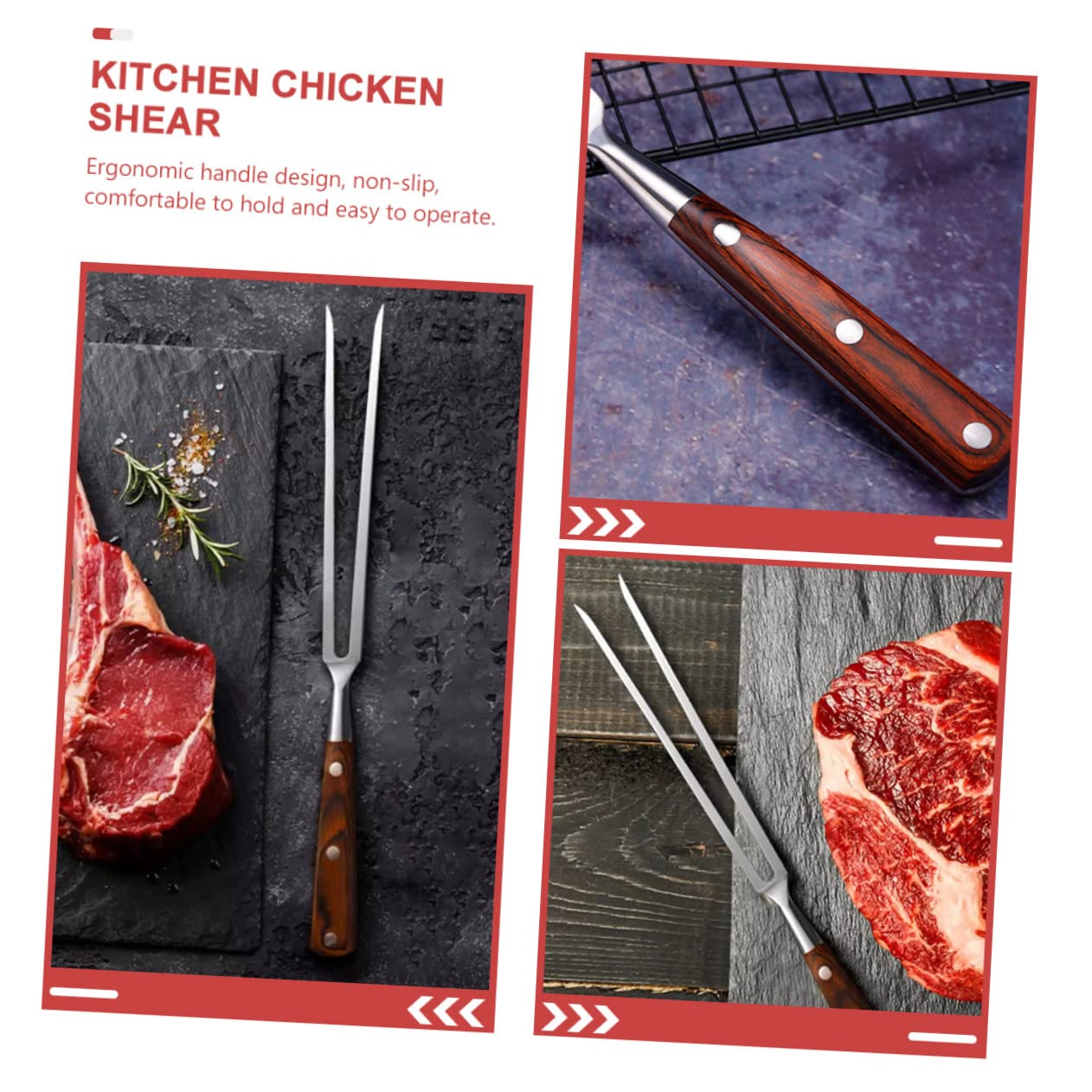Hemobllo Forchetta Per Barbecue Kit Utensili Bastoncini Per Arrostire Forchette Professionali Per Carne Trinciapollo e Forbici Da Cucina Multifunzione