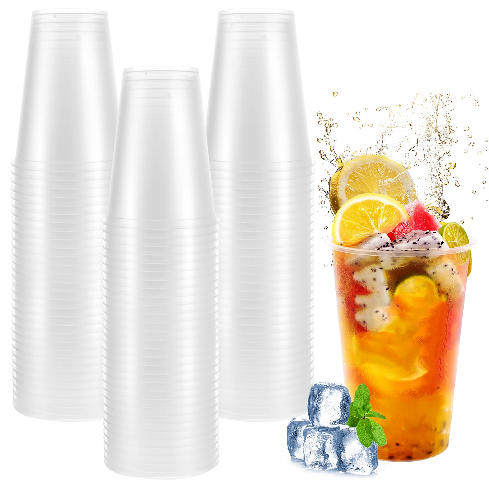 100 sztuk plastikowych kubków, 400 ml, zestaw kubków imprezowych z tworzywa sztucznego, matowe plastikowe kubki na przyjęcia z napojami, urodziny, wesele