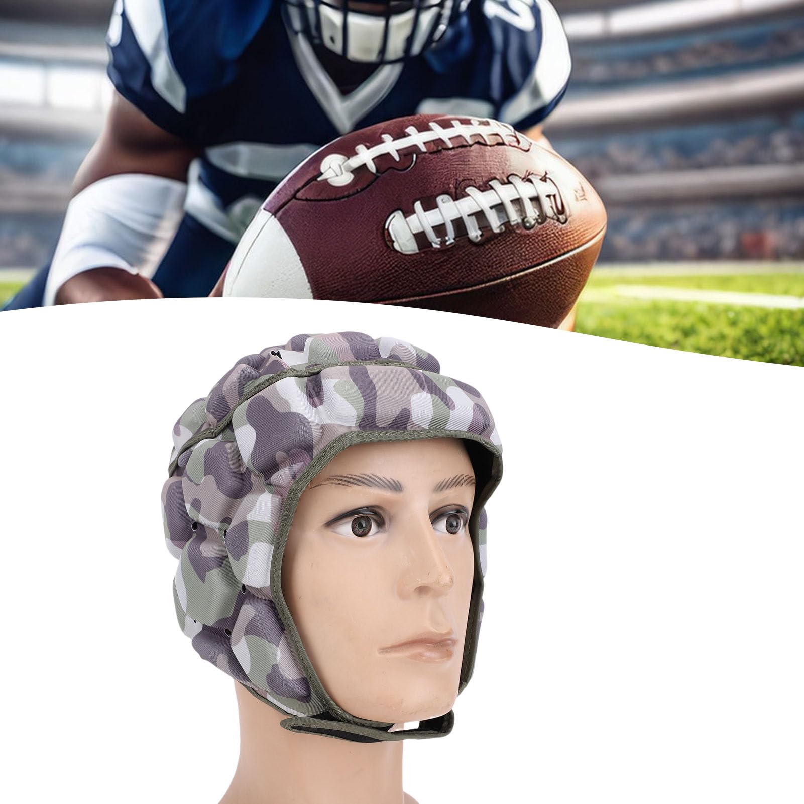 Casque De Rugby Réglable Sanfiyya – Protection En Mousse EVA, Mentonnière Adhésive, Pour Adulte (42x20 Cm)