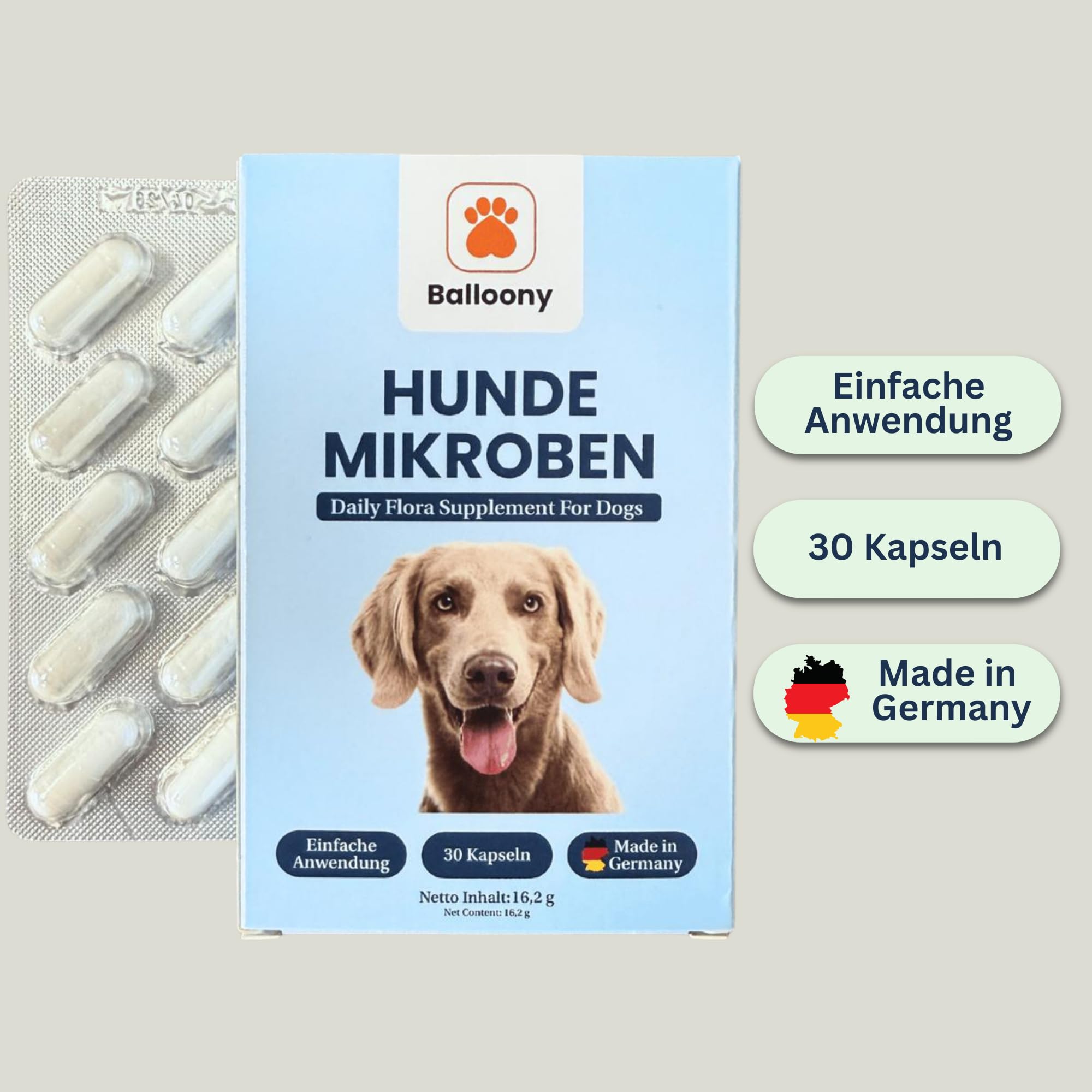 Mikroby dla psów – probiotyki premium dla zdrowia trawienia (30 kapsułek)