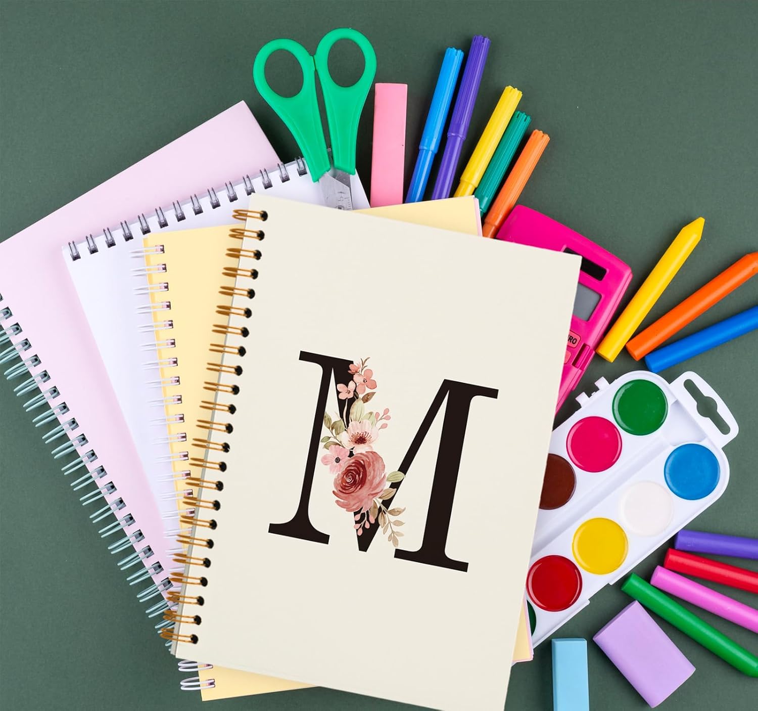 OXW Personalized Initial Letter M Notebook, Custom Notebook for School, Custom Gifts, Personalized Monogrammed Gifts for Women, Customized Notebook, Hardcover Spiral Notebook 5.5 x 8.3 - Image 6