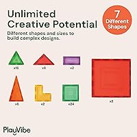 Vista 6 de PLAYVIBE - 60 piezas de bloques magnéticos para construcción 3D para niños