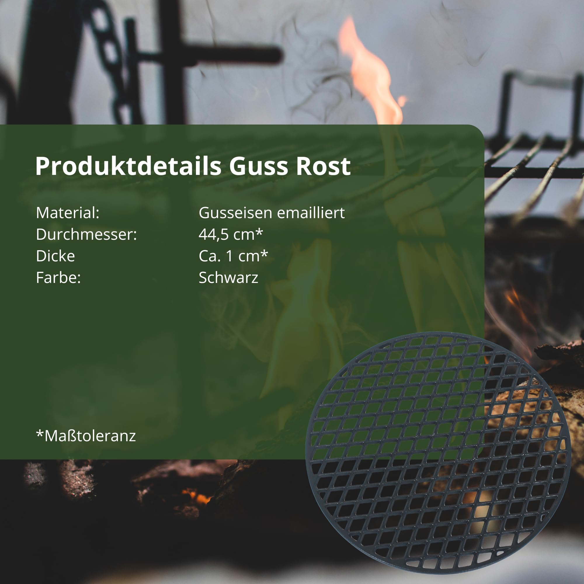 Hero Guss Grillrost Ø 44,5cm emailliert massiv Inclusive 2 Griffe ! auch z.B für Weber 45,46,47cm