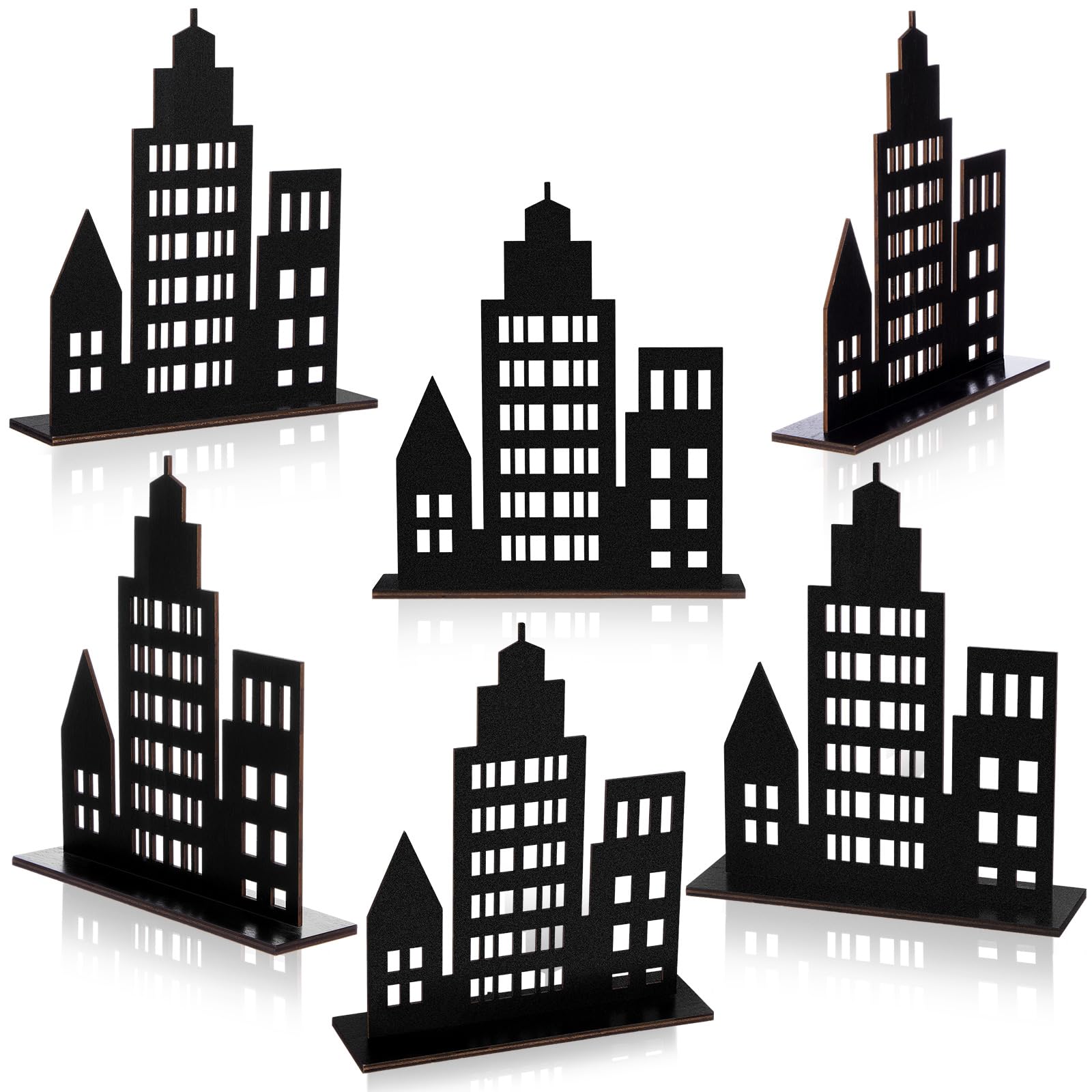 Geelin 6 Pcs Skyscraper Party Decorations Hero Party Decorations New York City Wood NYC Centerpieces City Skyline Building Decor for Comic Birthday