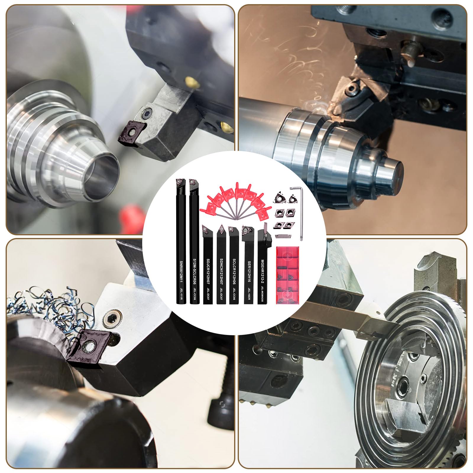 10mm Drehmeißel Set für Drehmaschine, 21 Stück Drehwerkzeughalter mit Wendeschneidplatten Werkzeughalter Set, CNC Drehstahl Zubehör für Metallbearbeitung