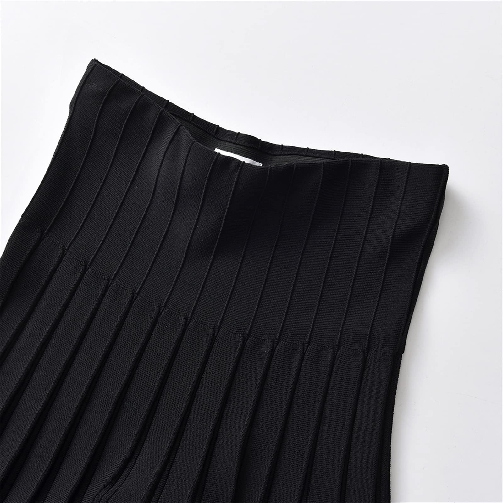 Alloaone Damskie spódnice maxi damska sukienka z dzianiny jednolity kolor spódnica dziewiarska plus size damska plisowana spódnica midi, a, XL