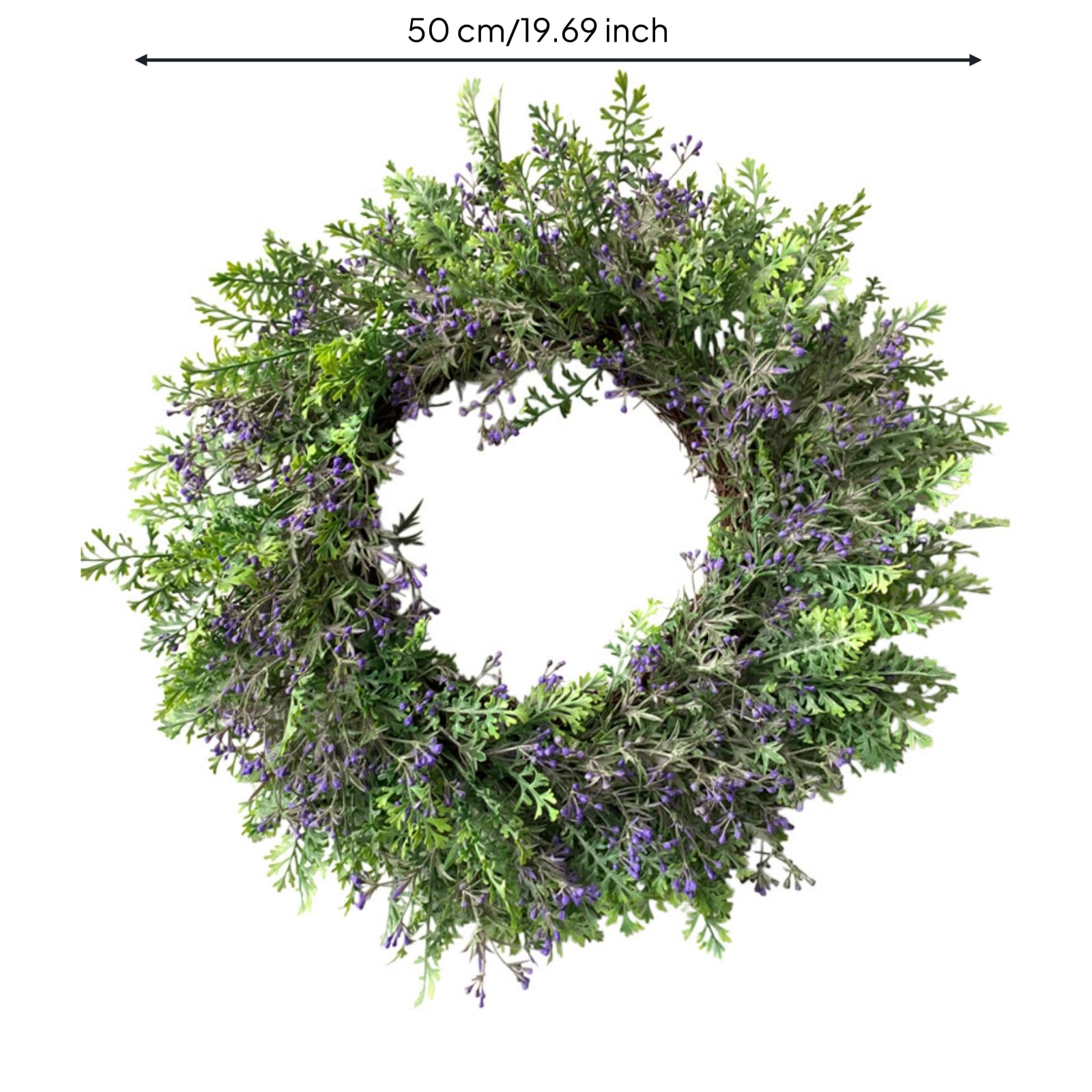 Gralara Ghirlanda di Lavanda Artificiale Realistico Ghirlanda di Finta Lavanda Primaverile Corona Floreale per Focolare, 50CM