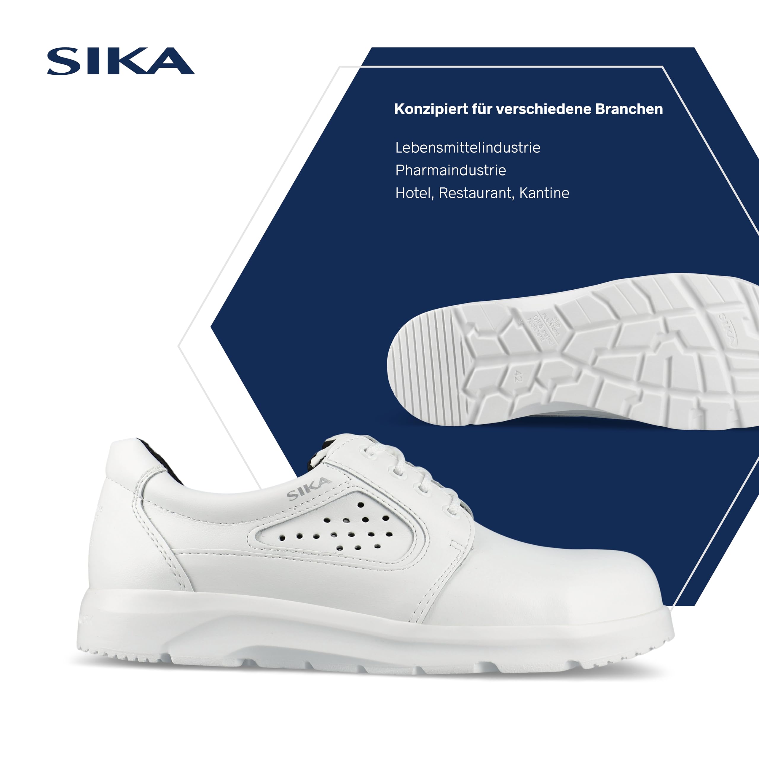 SIKA Optimax Unisex-Sicherheitsschuh mit Schnürung, Permair-Leder mit Zehenkappe, rutschfeste PU-Sohle, antibakterielle Innensohle, Arbeitsschuh für Mitarbeiter in der Lebensmittel- und Medizinbranche