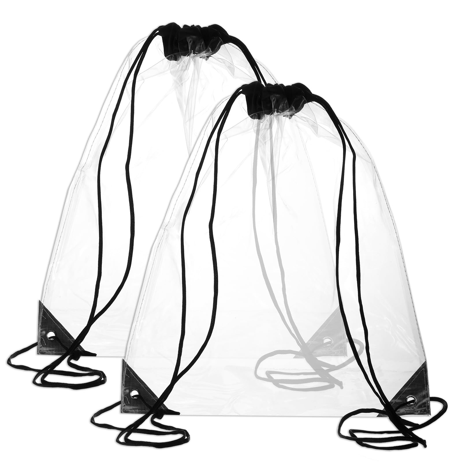 Tweruna 2 Pack Clear Drawstring Bags for Stadium Events, Waterproof Clear Drawstring Backpack for Concert Baseball Festival Beach Bag