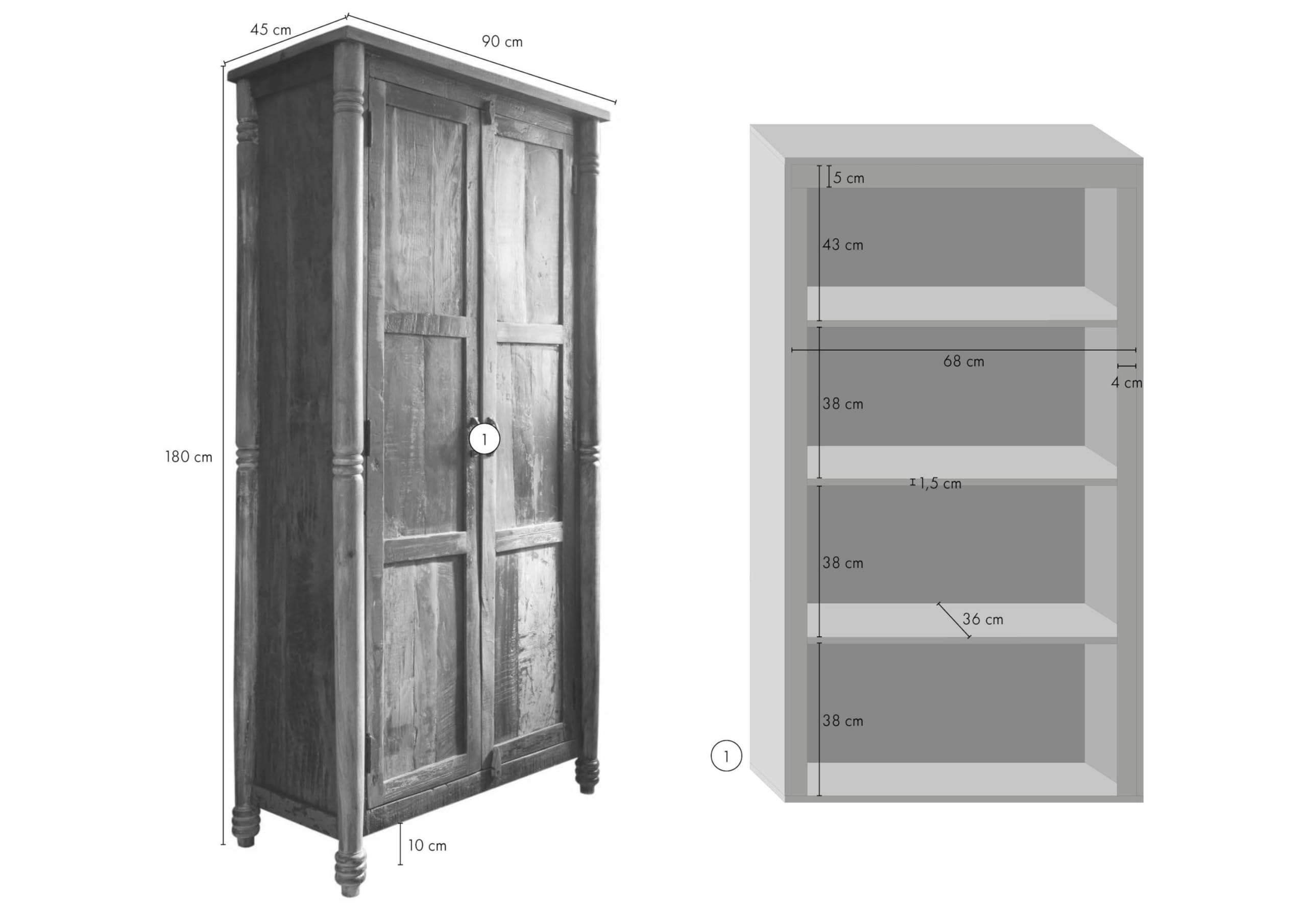 MASSIVMOEBEL24.DE | Vintage Altholz Massivholz Möbel Schrank Massivmöbel lackiert Mehrfarbig massiv Holz Fable #12