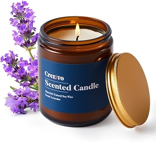 Crenovo Lavender Candles for Home, Scented Soy Wax Candles 50 Hour Burn, Relaxing Aromatherapy Gifts for Women and Men, Christmas Thanksgiving Day Candles Gift for Mother Teacher