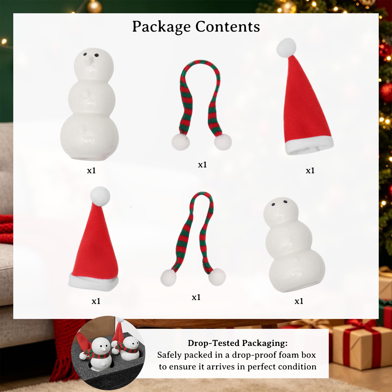 Uguisu Ornements de bonhomme de neige de Noël | Cadeaux de Noël Ornements Bonhomme de neige