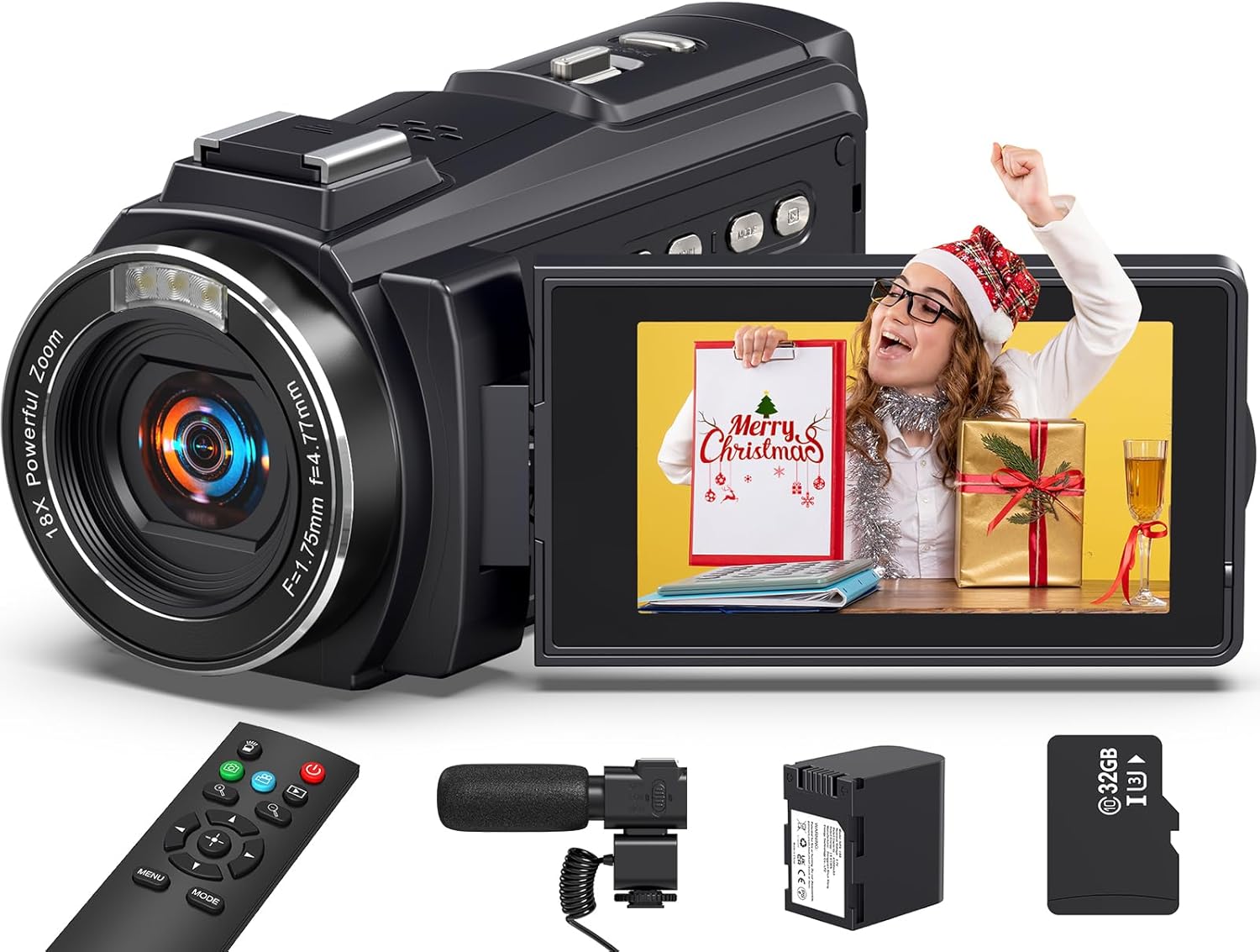 Video Camera Camcorder, 64MP IR Night Vision Vlogging Camera