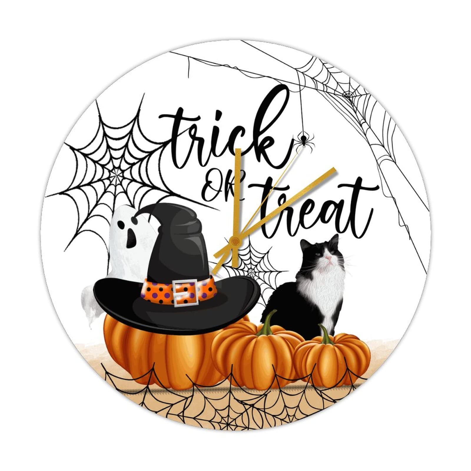 Horloge bois Halloween citrouille et chat pour créer une ambiance chaleureuse dans la cuisine