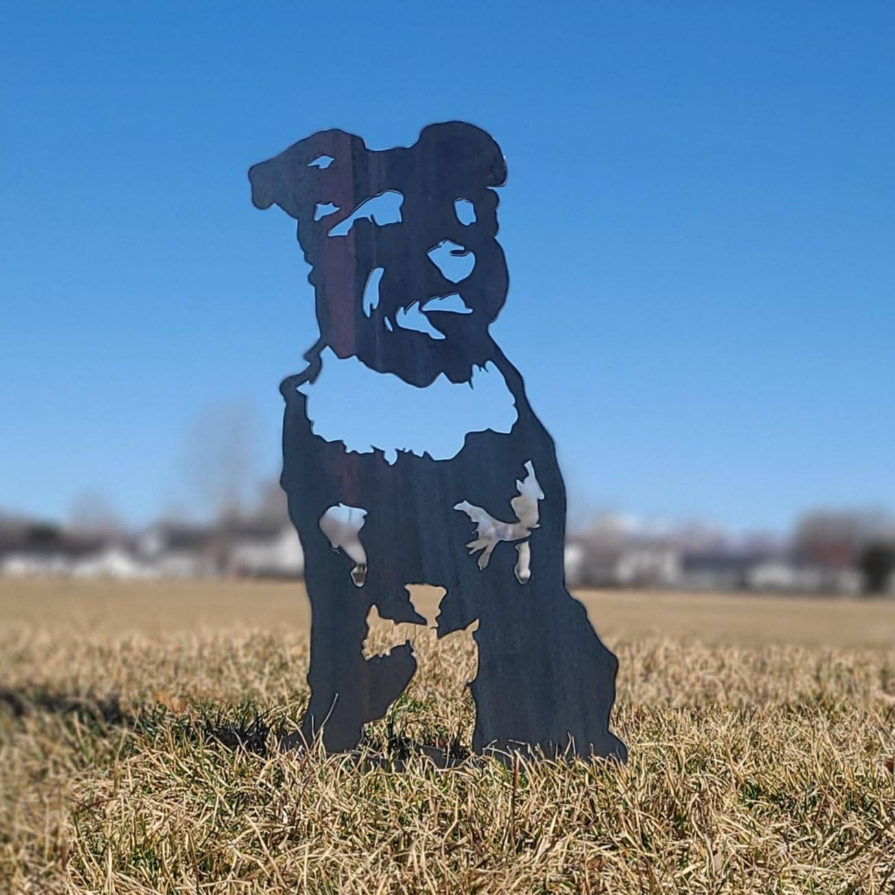 Corten Steel Schnauzer Dog Silhouette Yard Stake (Large)