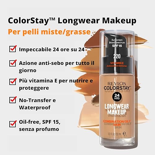 Miniatura 3 de Base de maquillaje Revlon ColorStay para pieles mixtas y grasosas con atomizador SPF15, 1 fl oz, 30ml