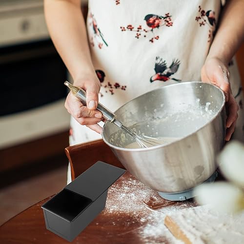 Miniatura 8 de Hemoton Molde para hornear antiadherente negro, molde rectangular con tapa de 15.87 oz, 2 unidades