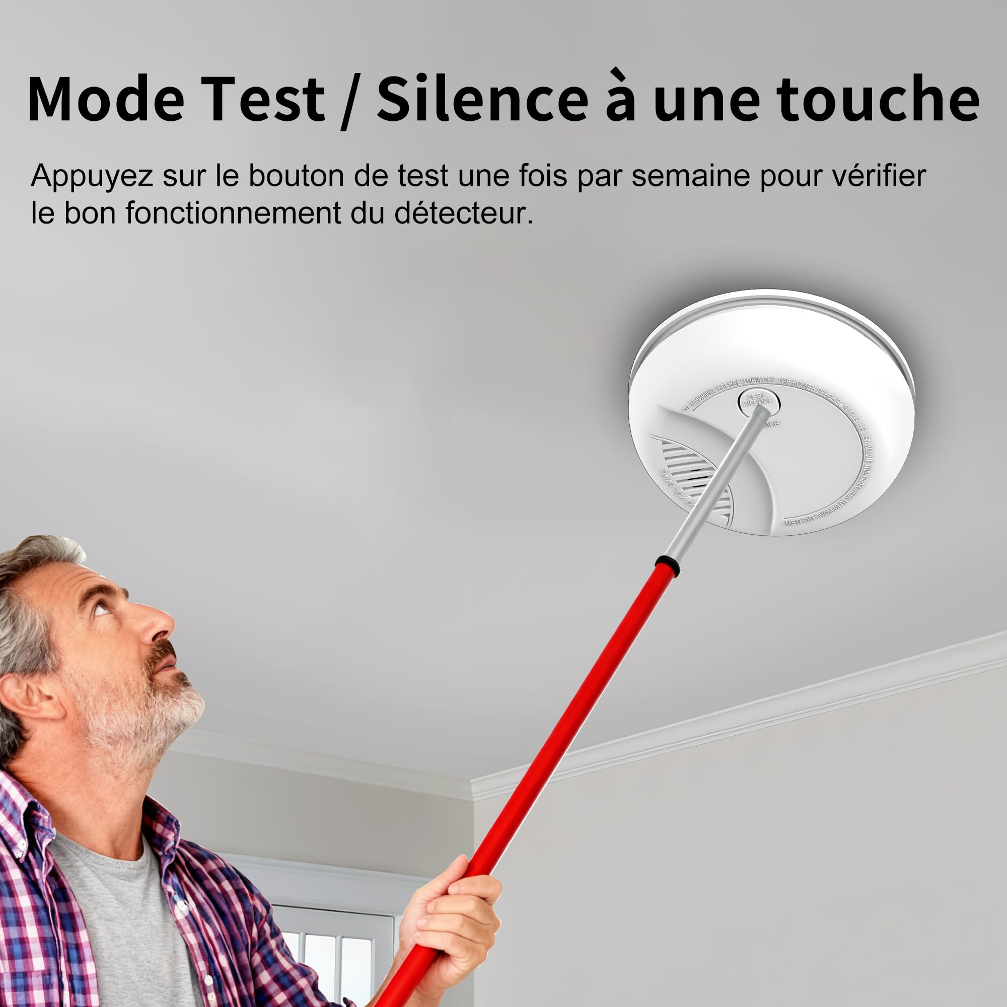 2 Detecteur de Fumée Norme EN14604 – Alarme Incendie 85 DB, Pile 9V Remplaçable Incluse, Avertissement Batterie Faible, sans Fausses Alertes, Fonction Test et Silence (2 pièces)