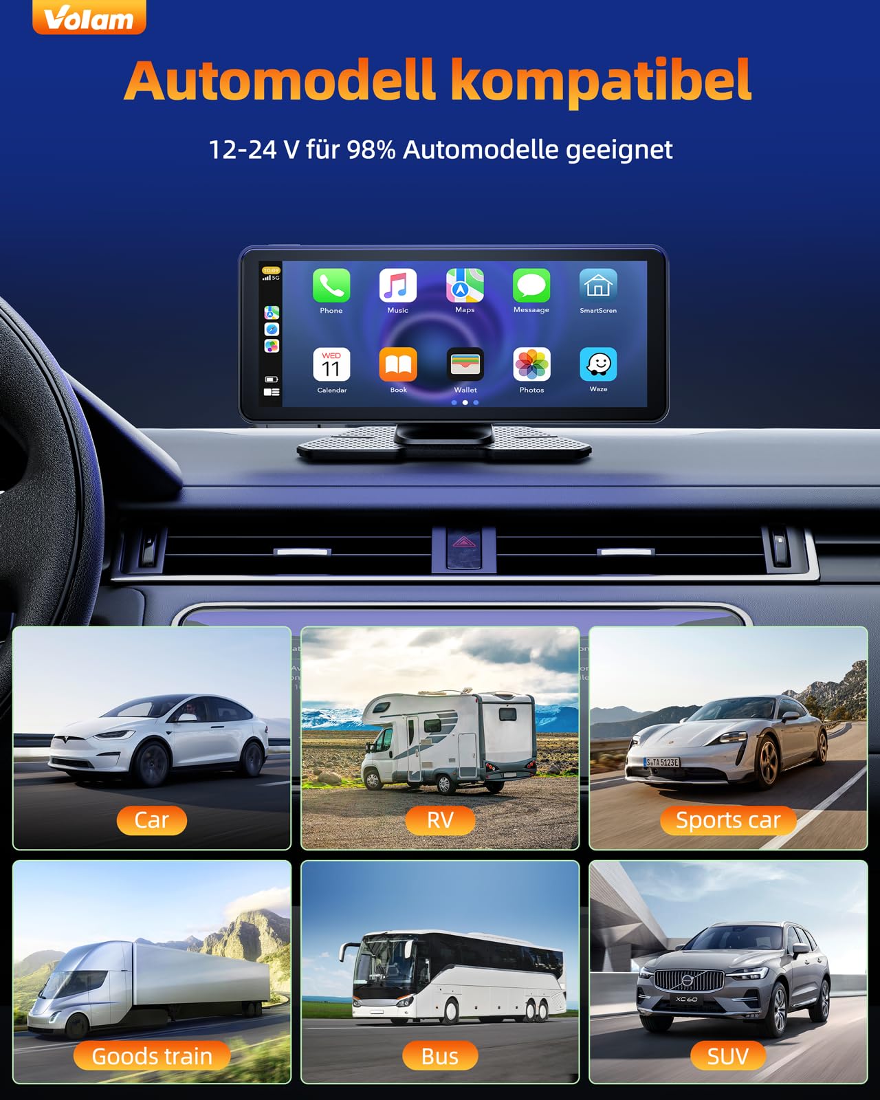 Autoradio Wireless Android Auto di Apple touchscreens IPS 6,86'' fotocamera di backup 1080p ricevitore digitale con Siri Google Play/GPS Navigation/Bluetooth/MirrorLink Video