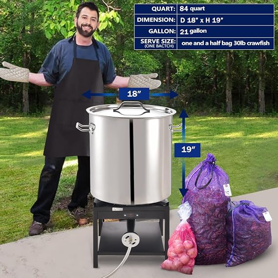 ARC 84-Quart Stainless Steel Seafood Boil Pot with Basket and 2 Brown-paper Table Cover, Larger Crab Pot for Cooking, Stock Pot for Crawfish, Crab, Lobster, Shrimp and Turkey Fryer, 21 Gallon
