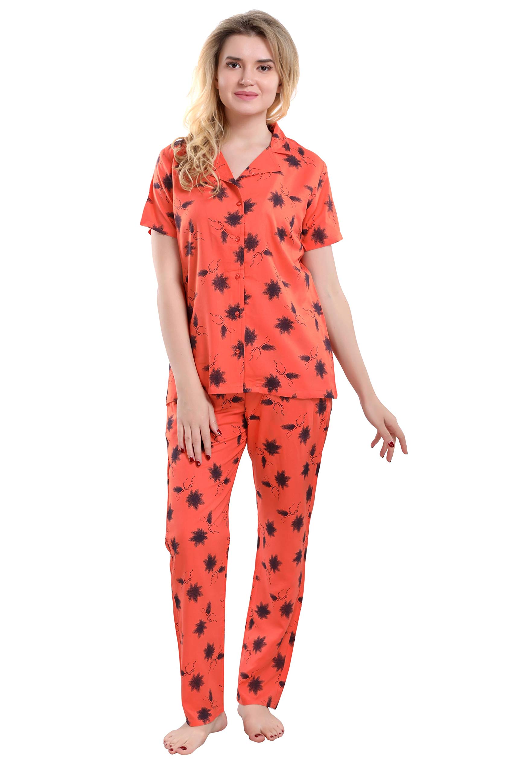 Two Dots Flower Printed Women's Rayon Night Suit Set