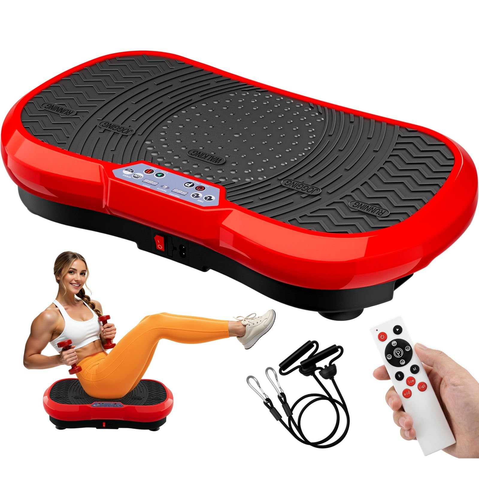 TLGREEN Vibrationsplatte Groß mit Leiser 200W-motoren, L/ XL Rüttelplatte Sport, 120 Stufen und 10 Modi, Fernbedienung, Vibration Plate für Zuhause Ganzkörpertraining Lymphdrainage Muskelaufbau