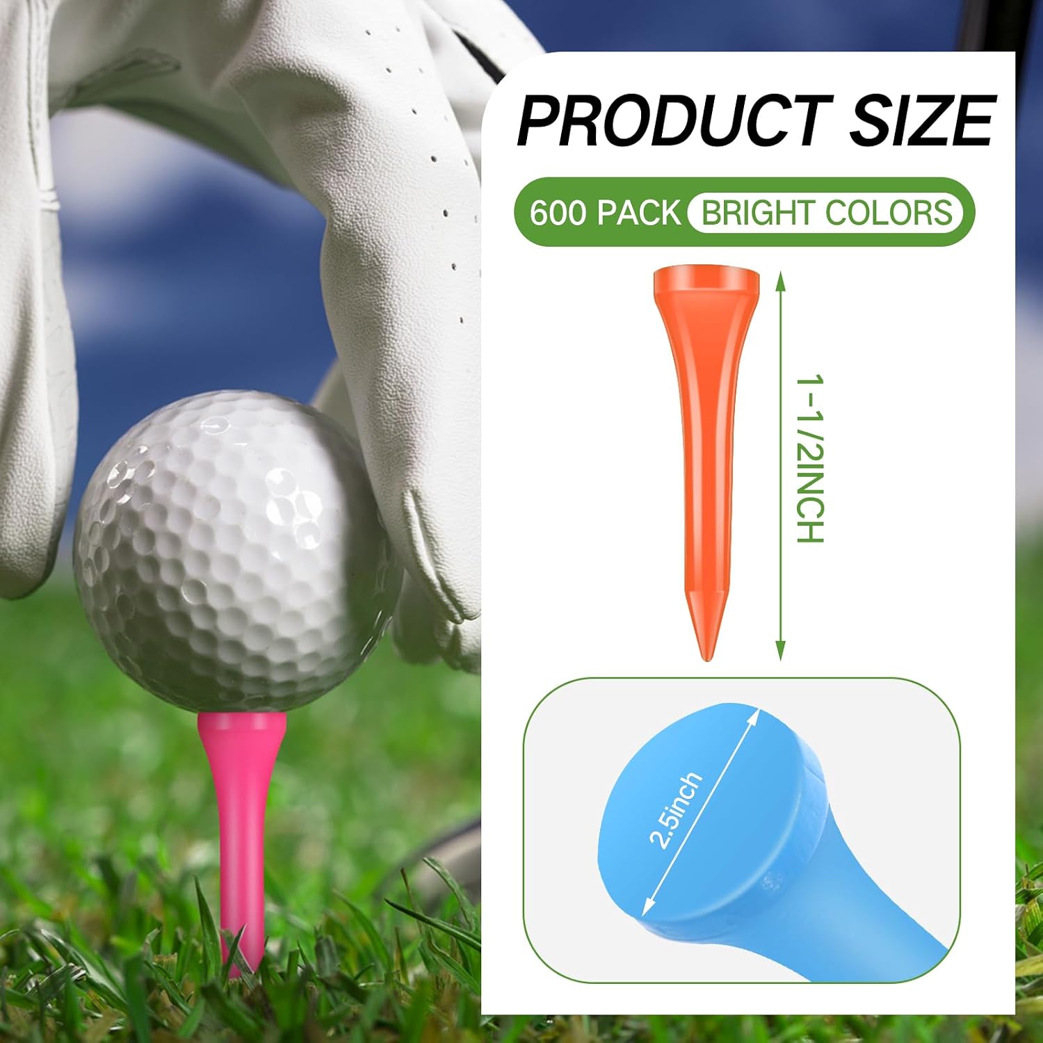 Mudder Golf Tees Bulk Wooden Bamboo Golf Tees Multicolor Wood for Men Balls Accessories