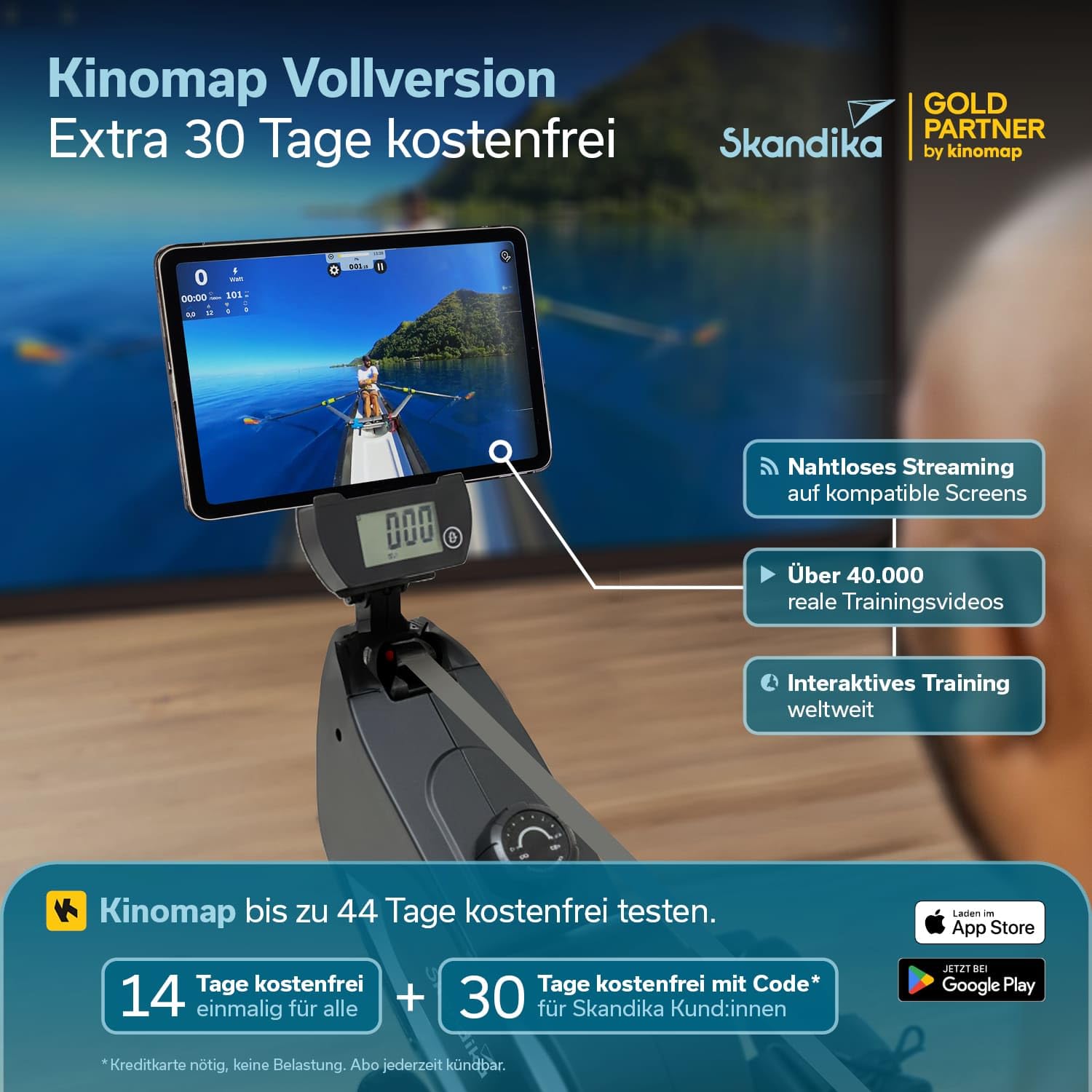 Skandika Vogatore per uso domestico Venn P5-M - resistenza magnetica - binario lungo | 16 livelli - Bluetooth - compatibile con l'app Kinomap - fino a 135 kg
