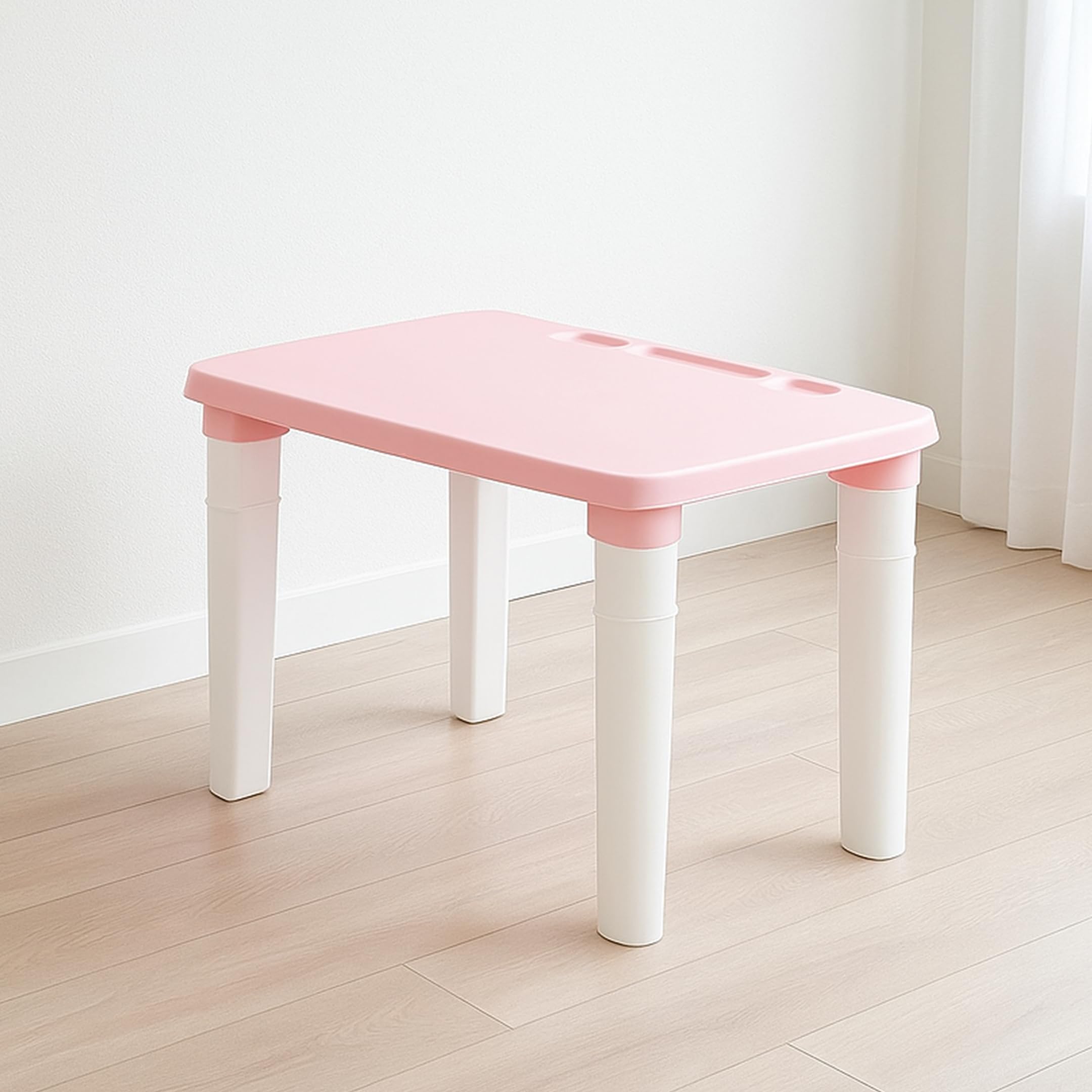 HAPPY BEAR Plastic Height Adjustable Kids Desk | Suitable for Ages 4+ | for Boys and Girls (Light Pink)