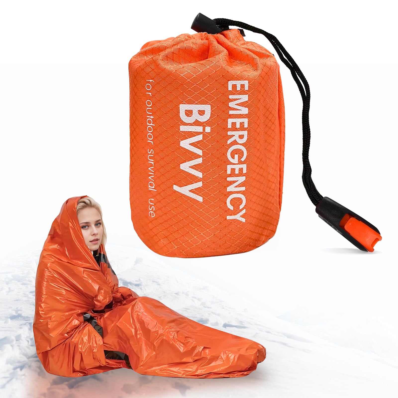 Shyllin Notfall Schlafsack, Überleben Thermodecke Outdoor, Biwaksack, Wasserdicht Notfalldecke, Ultraleichter, Warmer und Kältebeständiger Schlafsack (1 Stück orange) Sport & Freizeit