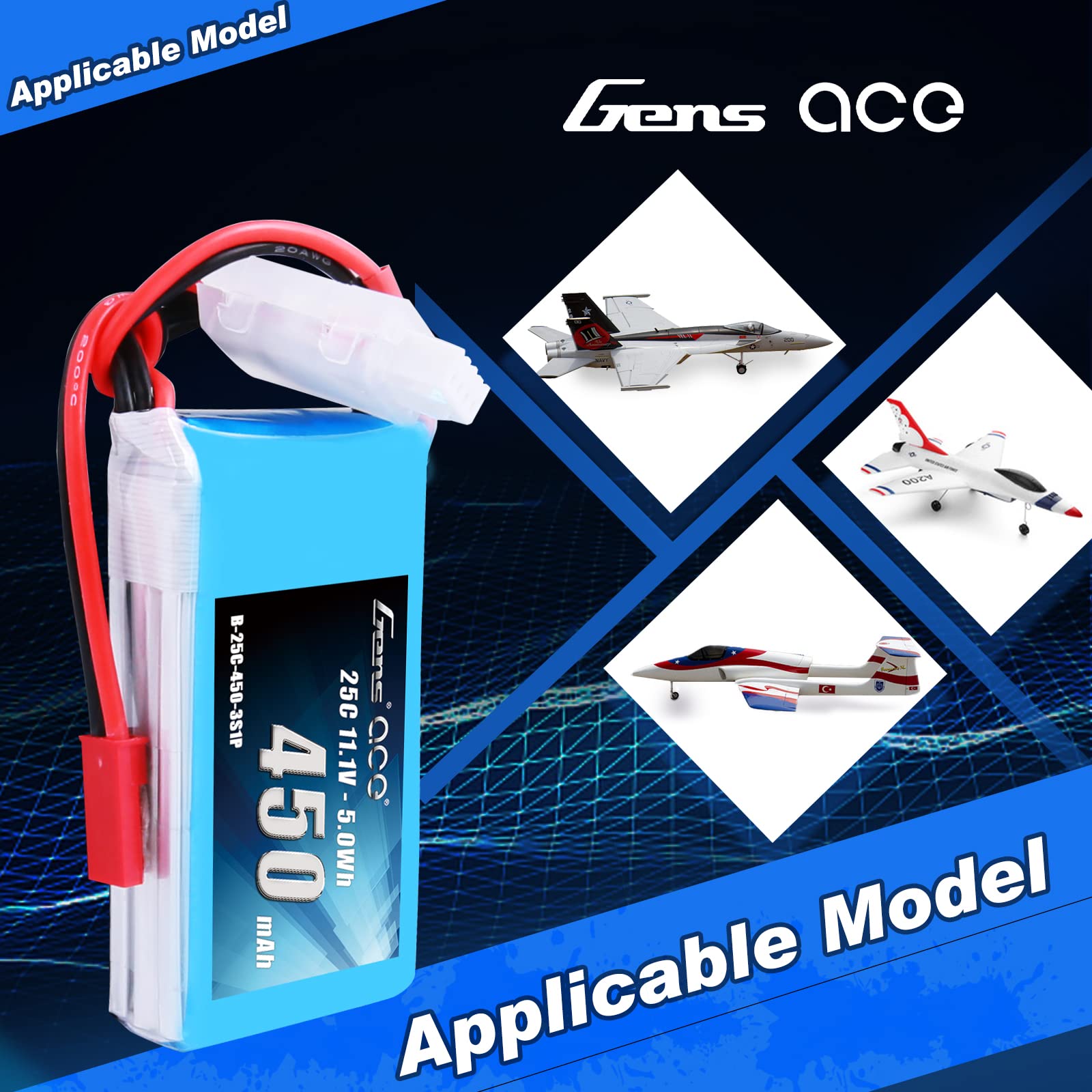 Amazon.co.jp: Gens ace 11.1 V 450 mAh 3s 25 C / 50 C Lipo