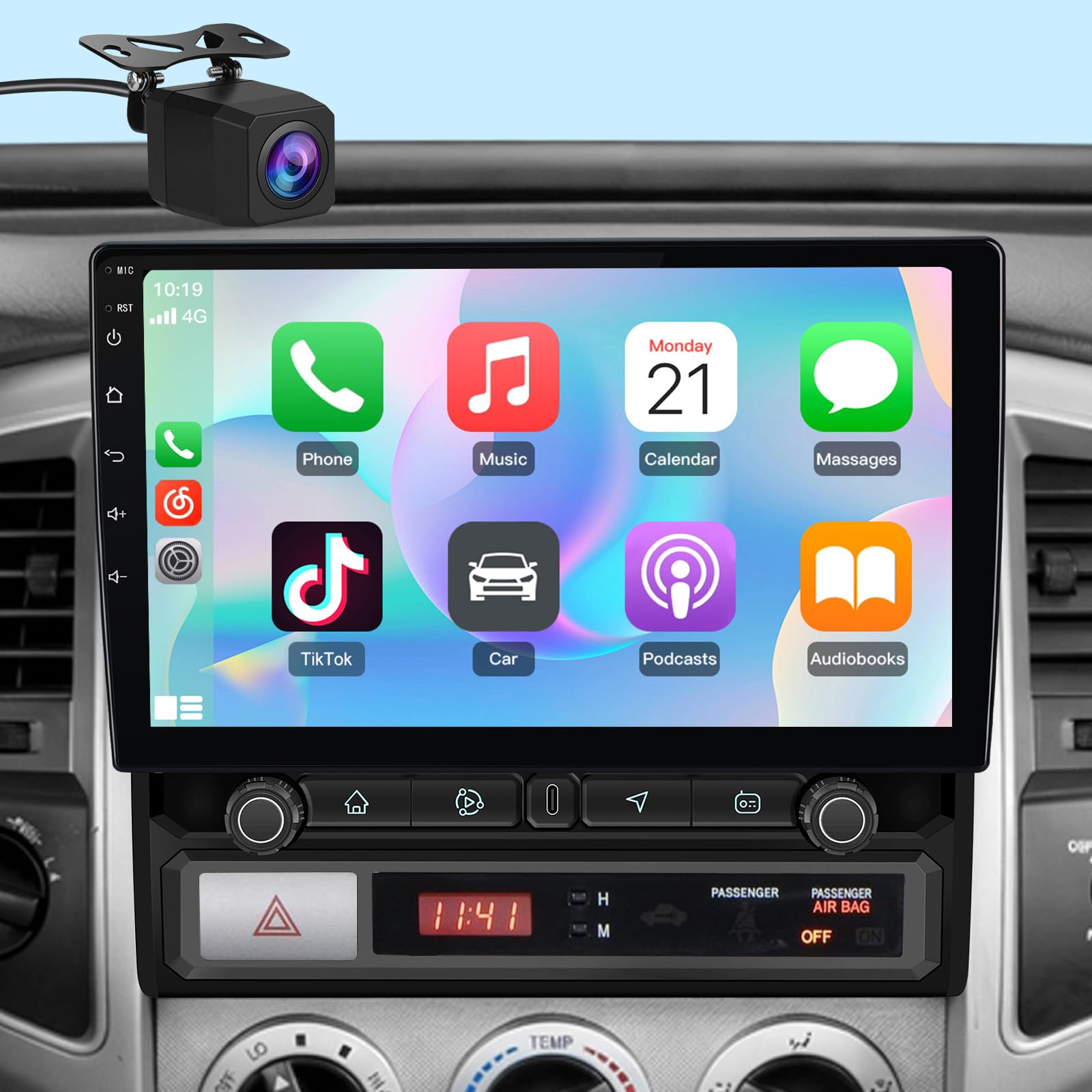 Solvitek Car Radio for Toyota Tacoma 2005-2015 (4GB RAM+64GB ROM) 10.1 inch IPS Touch Screen Android 13 Stereo with Type-C Fast Charging FM BT GPS SWC