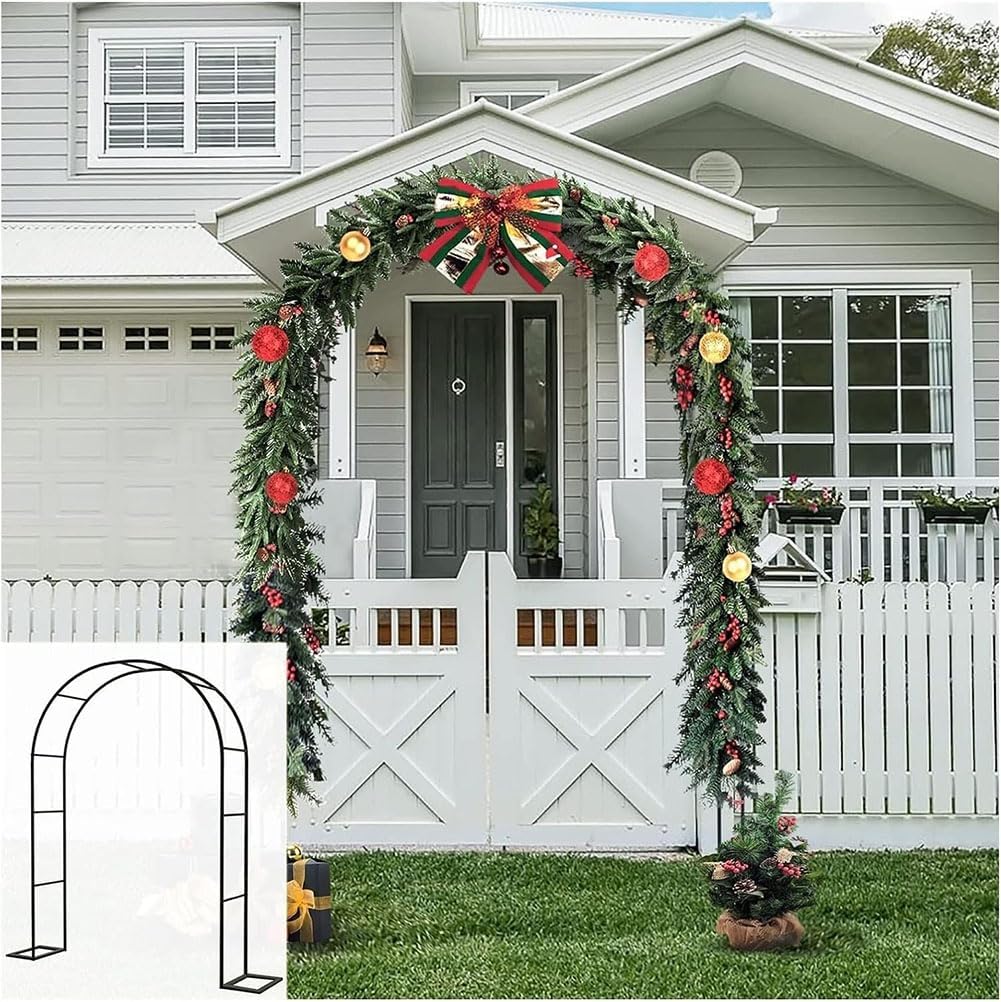 Black Metal Garden Arch, Garden Arbor for Climbing Plants, Wide 1.2M 1.4M 1.8M 2.4M 3M, Roses Archway for Outdoor Wedding Party, Easy to Assemble,White,W1.2M*H2.2M