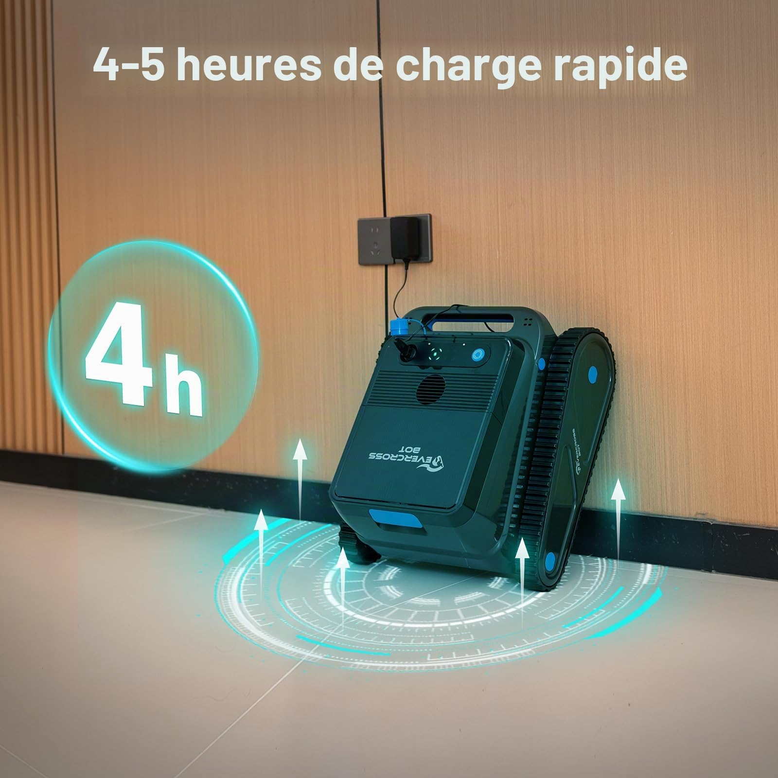 (2026 Nouveau) EVERCROSS BOT Robot Piscine sans Fil Fond et parois avec Ligne d’Eau, 120 Min, App, Navigation Intelligente, Jusqu’à 200㎡