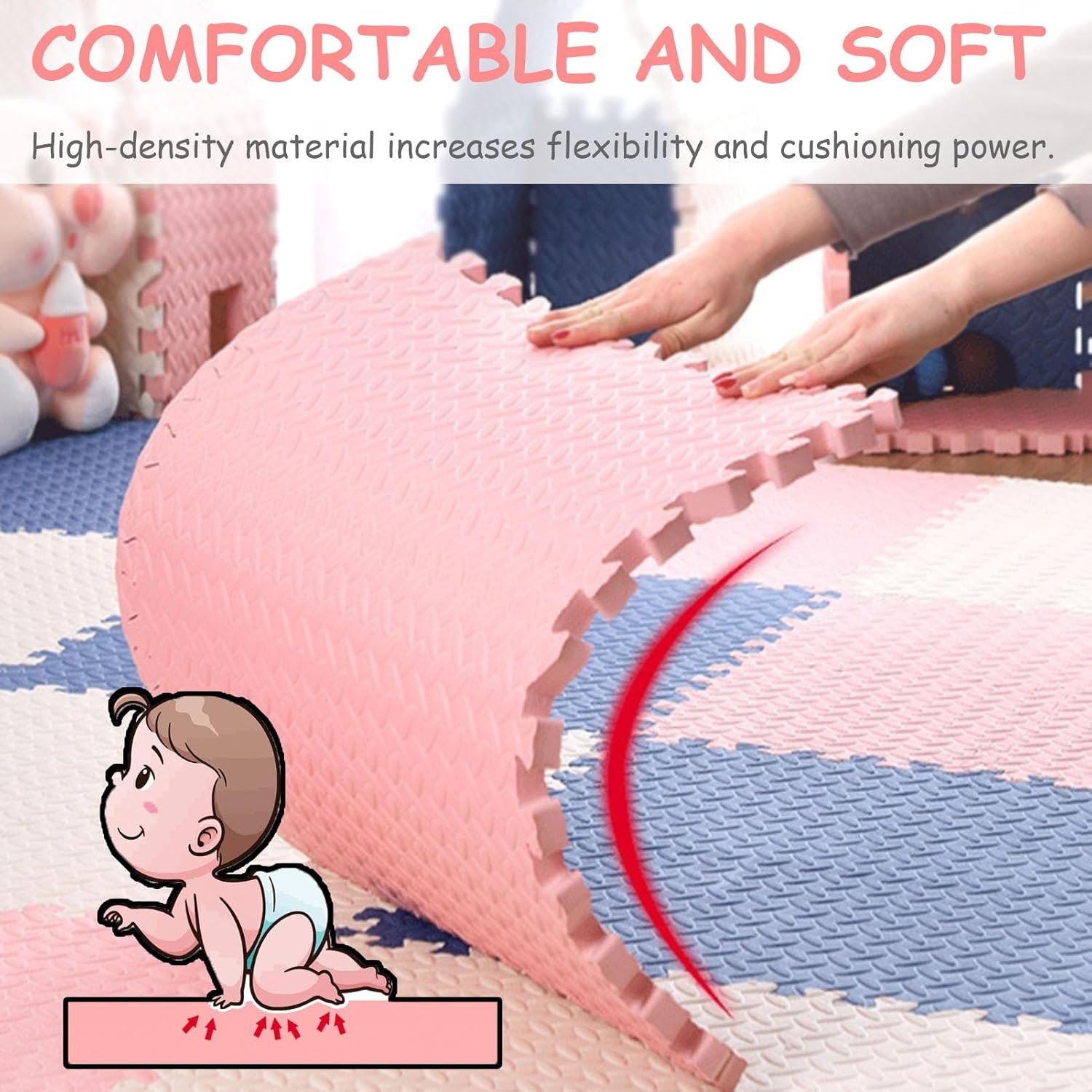 Extra Thick Foam Play Mat - 20 Pcs Interlocking Floor Tiles, 12x12x1in Soft Foam Padding for Classroom and Sensory Rooms, Ideal for Safe Play and Comfort