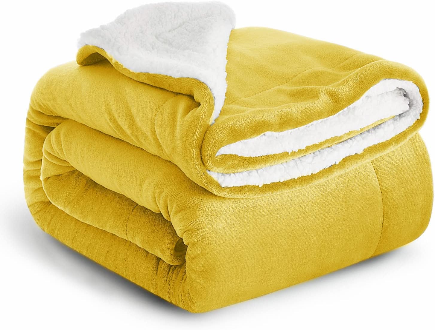 IR Imperial Rooms Sherpa Fleece Throw Blanket - Fluffy Microfiber Solid Blankets - Thick and Warm Soft Cozy Throws for Bed Sofa and Couch Ochre, Throw/Single Size, 130x150cm