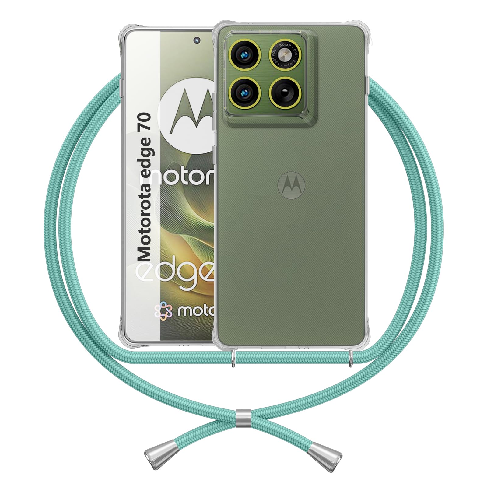 Funda Para Motorola Moto Edge 70 5G Con Cuerda Ajustable Al Cuello, Carcasa Transparente De TPU Suave, Ideal Para Llevarlo Colgado Sin Miedo A Perderlo O Que Te Lo Roben, Color Rosa Oro