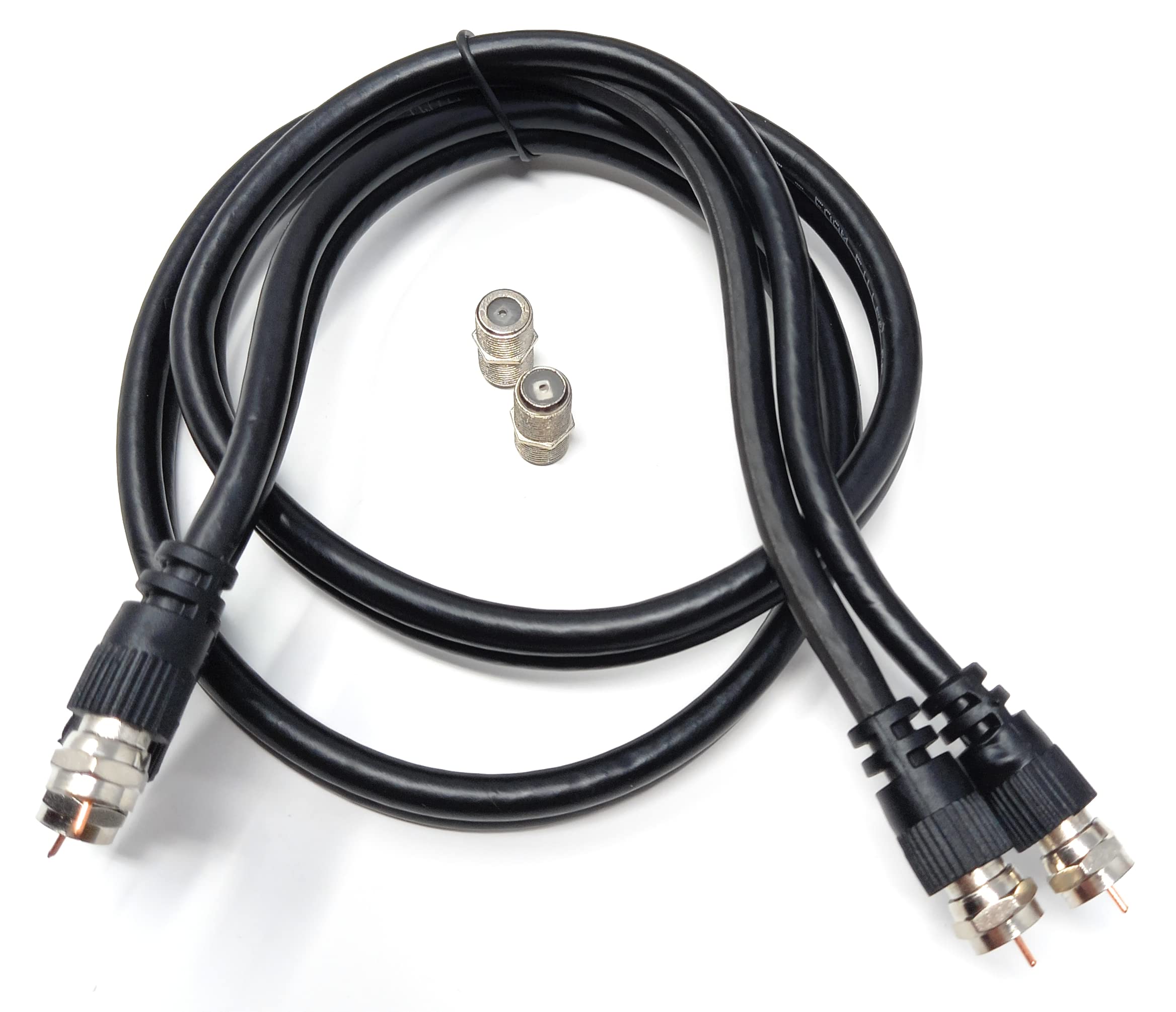 DRUT 1m,Twin Shotgun Satellite Moulded F-Type Plug to Socket RG6 Coaxial Extension Antenna Cable Lead With F-Type Couplers (3.3ft - Image 3