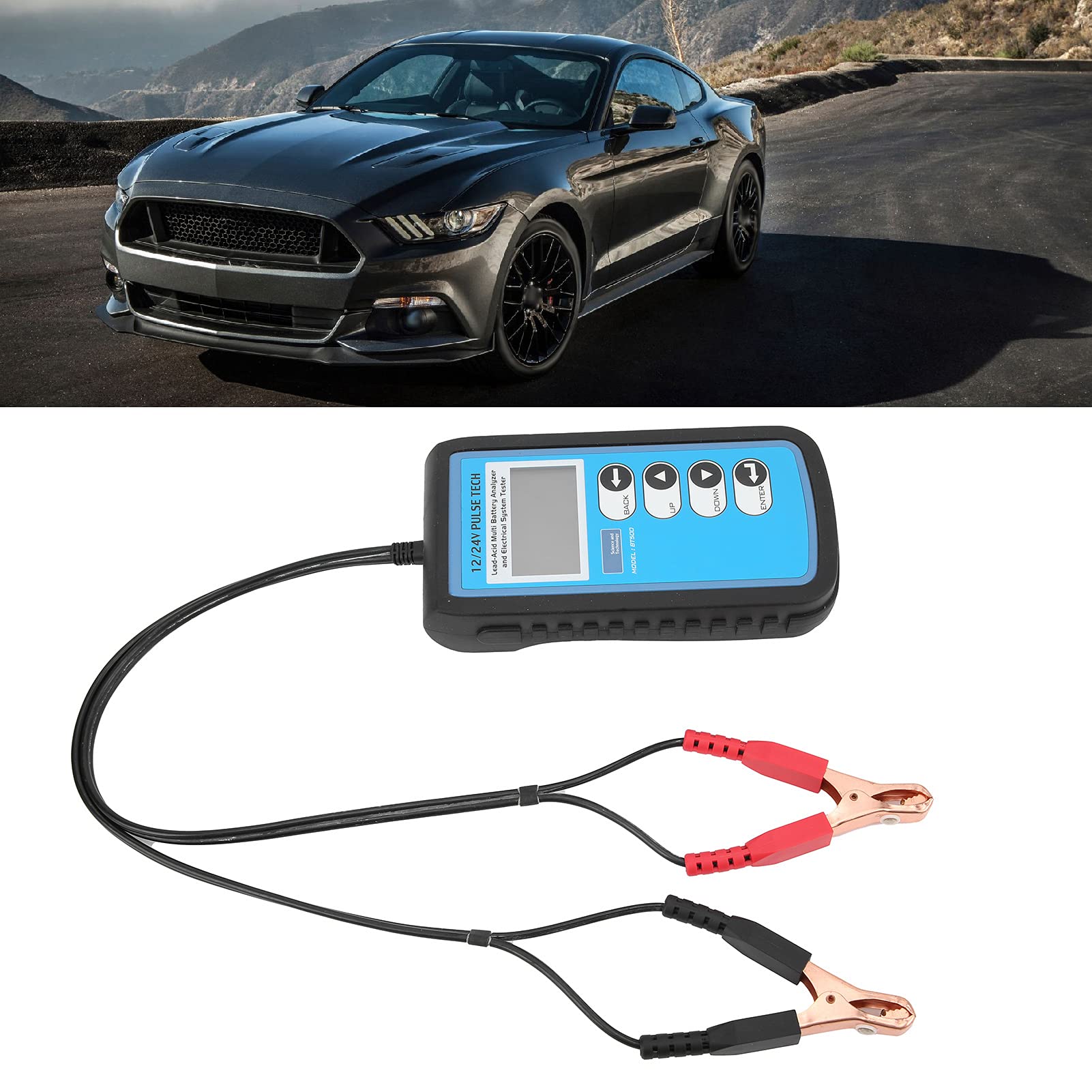 Comprobador de batería BT500, comprobador de batería de Coche de 12 V/24 V con Pantalla LCD LED retroiluminada, analizador de de Arranque y Carga para baterías estándar CCA DIN