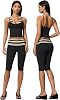 Conjunto Deportivo para Mujer de 2 Piezas con Top Halter a Rayas y Pantalón Capri de Cintura Alta para Pilates y Yoga 1