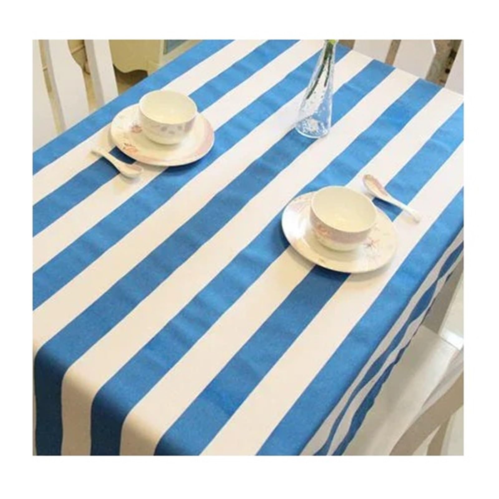 Blau-weiß gestreifte Tischdecke aus Canvas, Baumwolle, viele Größen(70x70cm)