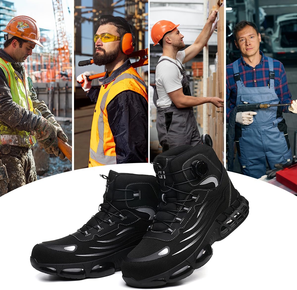 Steel Toe Shoes for Men Non Slip Safety Work Sneakers Lightweight Comfortable Puncture Proof Slip On Athletic Indestructible Construction Cushion Pad - Image 6