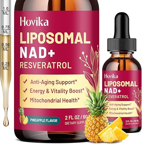 Miniatura 13 de Suplemento liposomal NAD – 1200 mg NAD+ gotas líquidas para mujeres y hombres con resveratrol, extracto de pimienta negra – Apoya la salud