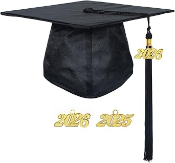 MyGradDay Unisex Adult Shiny Graduation Cap with 2026 Tassel Year Charm
